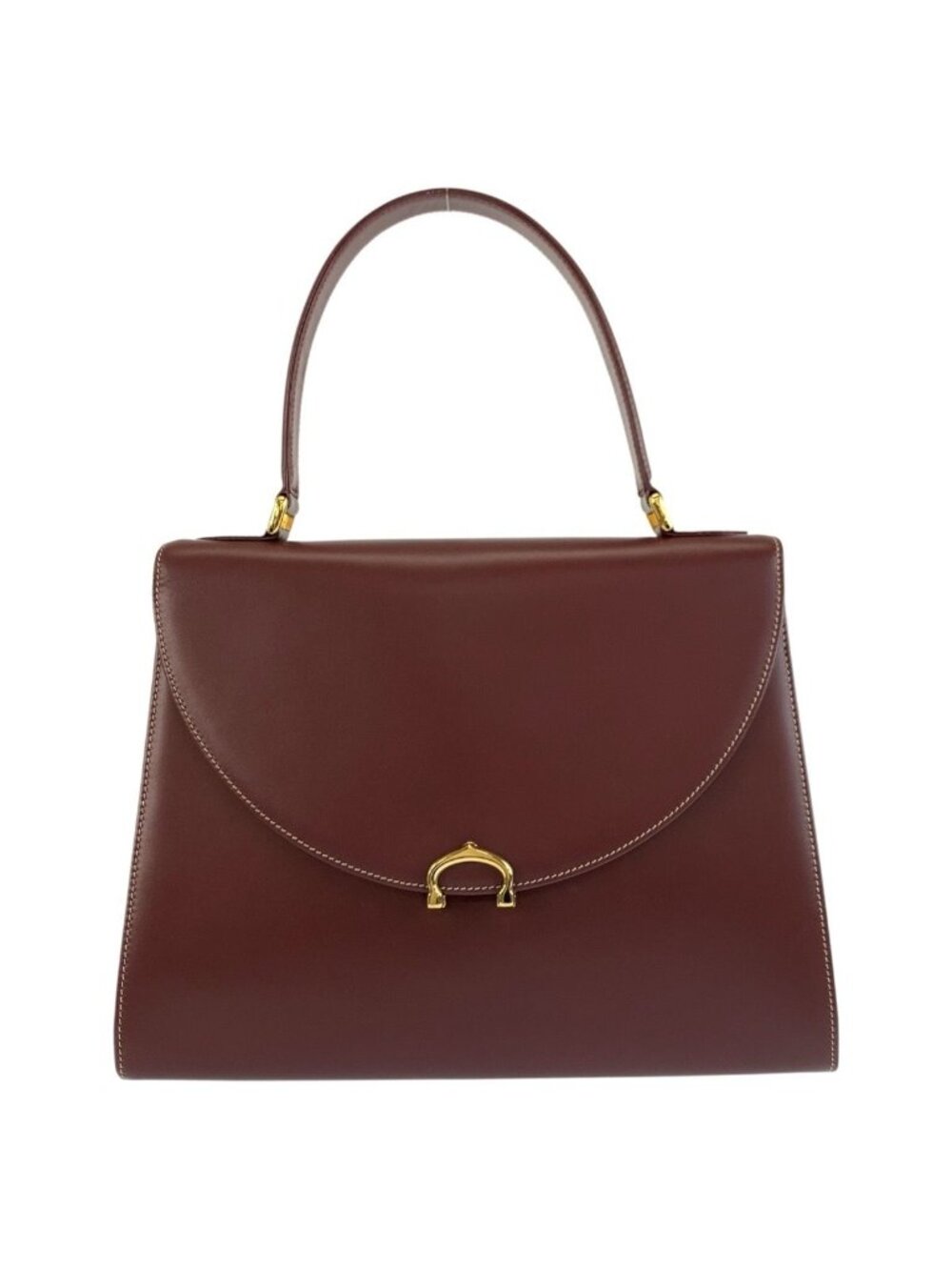 Cartier Vintage Must Line Bordeaux Gold Leather Handbag